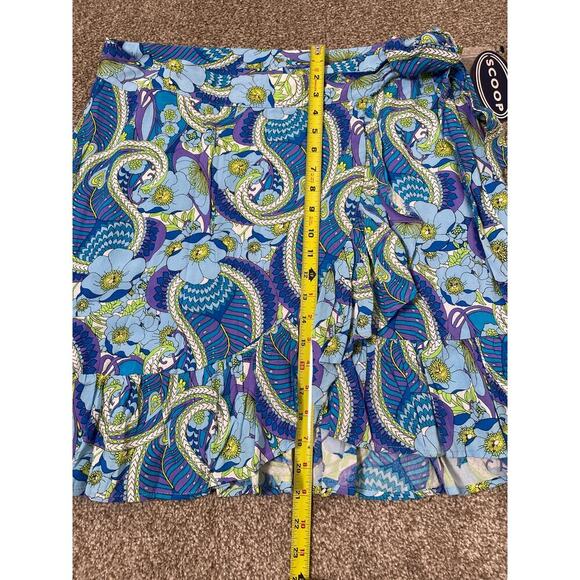 NWT Scoop Women's Paisley Fairy Whimsical Y2K Short Wrap Ruffle Skirt Blue L - Picture 8 of 9